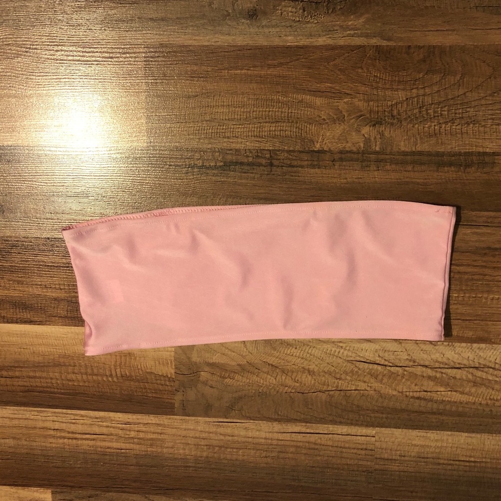 Pink bandeau bikini top